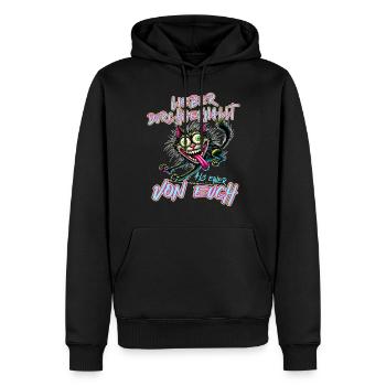 Verrückte Katze Lieber durchgeknallt als einer von - Männer Premium Bio Hoodie - Schwarz - Vorne - Nico (187cm)