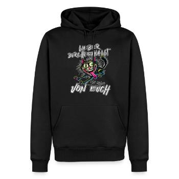 Verrückte Katze Lieber durchgeknallt als einer von - Männer Premium Bio Hoodie - Schwarz - Vorne - Nico (187cm)