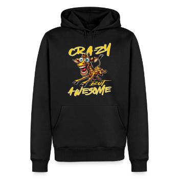 Girafe au style bande dessinée, folle mais géniale - Sweat à capuche Premium bio Homme - noir - Devant - Nico (187cm)