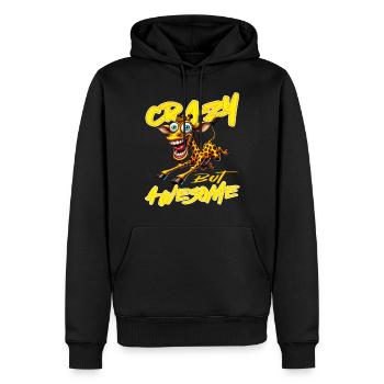 Girafe au style bande dessinée, folle mais géniale - Sweat à capuche Premium bio Homme - noir - Devant - Nico (187cm)