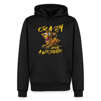 Girafe au style bande dessinée, folle mais géniale - Sweat à capuche Premium bio Homme - noir - Devant - Nico (187cm)