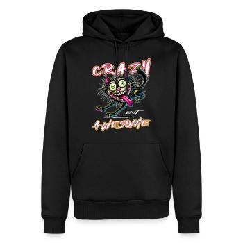 Crazy but Awesome Katze Comic Stil - Männer Premium Bio Hoodie - Schwarz - Vorne - Nico (187cm)