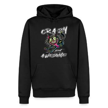 Crazy but Awesome Katze Comic Stil - Männer Premium Bio Hoodie - Schwarz - Vorne - Nico (187cm)