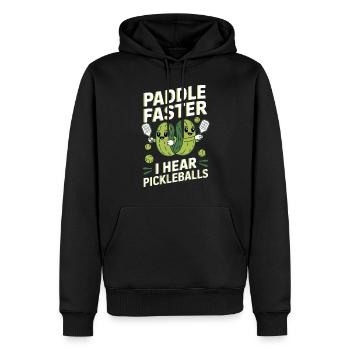Paddle Faster I Hear Pickleballs Gurken Geschenk - Männer Premium Bio Hoodie - Schwarz - Vorne - Nico (187cm)