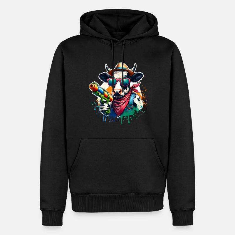 Pistolet à eau vache - Sweat à capuche Premium bio Homme - noir