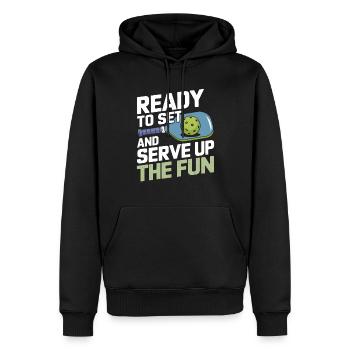Pickleball Teamsport Paddleball Spielen - Männer Premium Bio Hoodie - Schwarz - Vorne - Nico (187cm)