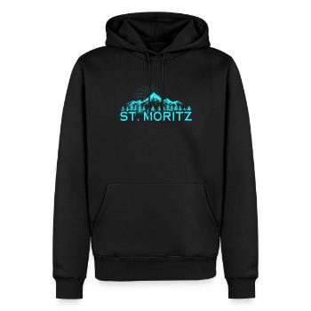 Skigebiet St. Moritz Skifahren in den Schweizer Alpen Souvenir - Männer Premium Bio Hoodie - Schwarz - Vorne - Nico (187cm)