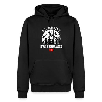 Skigebiet St. Moritz Skifahren in den Schweizer Alpen Souvenir - Männer Premium Bio Hoodie - Schwarz - Vorne - Nico (187cm)