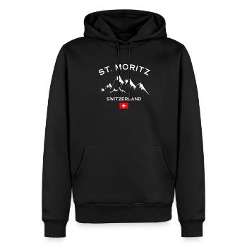 Skigebiet St. Moritz Skifahren in den Schweizer Alpen Souvenir - Männer Premium Bio Hoodie - Schwarz - Vorne - Nico (187cm)