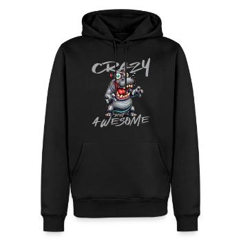 Crazy but Awesome Nilpferd Comic Stil - Männer Premium Bio Hoodie - Schwarz - Vorne - Nico (187cm)