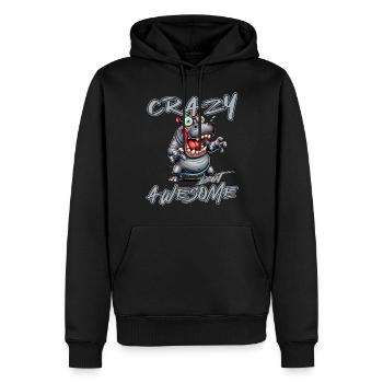 Crazy but Awesome Nilpferd Comic Stil - Männer Premium Bio Hoodie - Schwarz - Vorne - Nico (187cm)