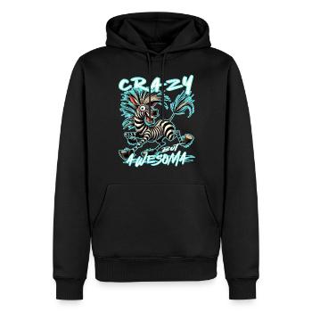 Zebra Lieber durchgeknallt als einer von euch - Männer Premium Bio Hoodie - Schwarz - Vorne - Nico (187cm)