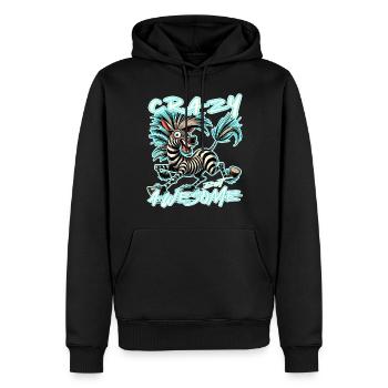 Crazy but Awesome Zebra Comic Stil - Männer Premium Bio Hoodie - Schwarz - Vorne - Nico (187cm)