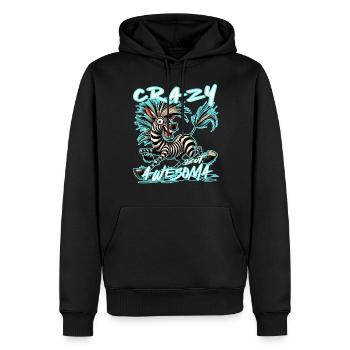 Crazy but Awesome Zebra Comic Stilb - Männer Premium Bio Hoodie - Schwarz - Vorne - Nico (187cm)