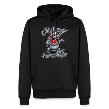 Crazy but Awesome Nilpferd Comic Stil - Männer Premium Bio Hoodie - Schwarz - Vorne - Nico (187cm)