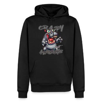 Crazy but Awesome Nilpferd Comic Stil - Männer Premium Bio Hoodie - Schwarz - Vorne - Nico (187cm)
