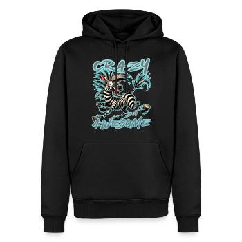 Crazy but Awesome Zebra Comic Stil - Männer Premium Bio Hoodie - Schwarz - Vorne - Nico (187cm)