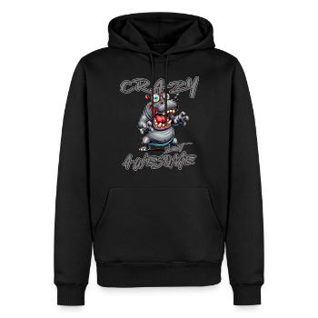 Crazy but Awesome Nilpferd Comic Stil - Männer Premium Bio Hoodie - Schwarz - Vorne - Nico (187cm)
