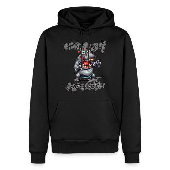 Crazy but Awesome Nilpferd Comic Stil - Männer Premium Bio Hoodie - Schwarz - Vorne - Nico (187cm)