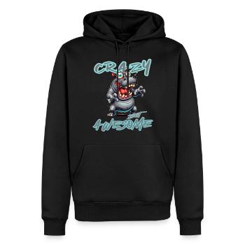 Crazy but Awesome Nilpferd Comic Stil - Männer Premium Bio Hoodie - Schwarz - Vorne - Nico (187cm)