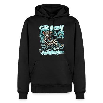 Crazy but Awesome Zebra Comic Stil - Männer Premium Bio Hoodie - Schwarz - Vorne - Nico (187cm)