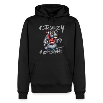 Crazy but Awesome Nilpferd Comic Stil - Männer Premium Bio Hoodie - Schwarz - Vorne - Nico (187cm)