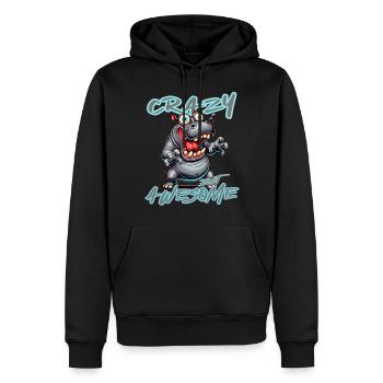 Crazy but Awesome Nilpferd Comic Stil - Männer Premium Bio Hoodie - Schwarz - Vorne - Nico (187cm)