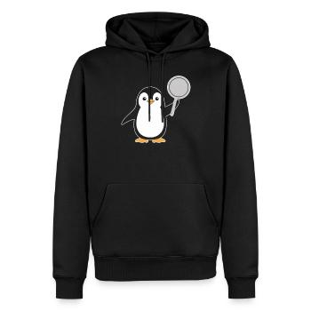 Penguin with pan illustrations for - Men’s Premium Organic Hoodie - black - Front - Nico (187cm)