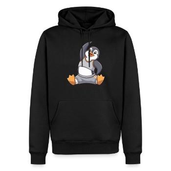 Aventure de remise en forme avec un drôle de pingouin - Sweat à capuche Premium bio Homme - noir - Devant - Nico (187cm)