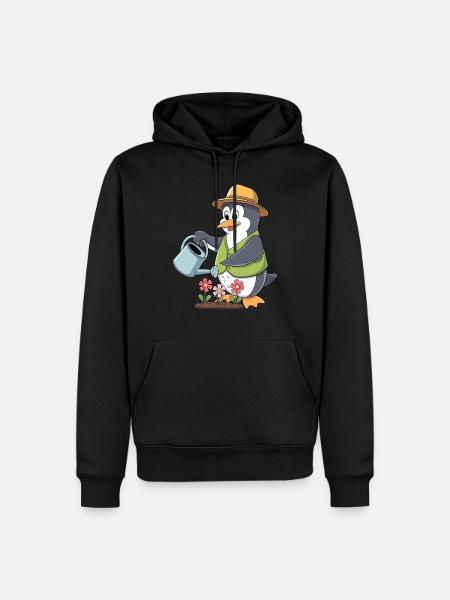 Pinguin Gartenliebe Gärtner Gartenglück - Männer Premium Bio Hoodie - Schwarz