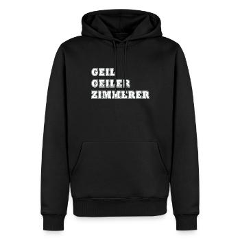 geil geiler zimmerer - Männer Premium Bio Hoodie - Schwarz - Vorne - Nico (187cm)