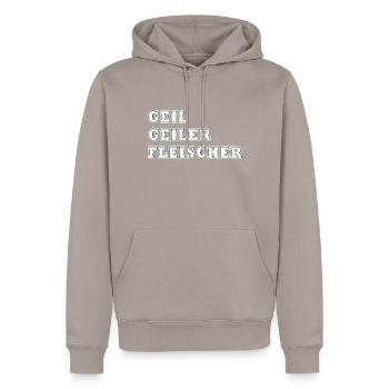 Fleischer Metzger Zerleger Schlachter - Männer Premium Bio Hoodie - Taupe - Vorne - Nico (187cm)