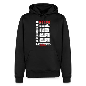 Mars 1955. Mars 1955 Cadeau d’anniversaire. Mars. - Sweat à capuche Premium bio Homme - noir - Devant - Nico (187cm)