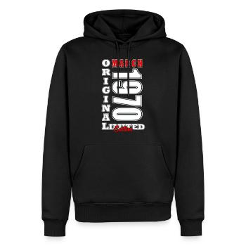 Mars 1970 Anniversaire Mars 1970 Mars - Sweat à capuche Premium bio Homme - noir - Devant - Nico (187cm)