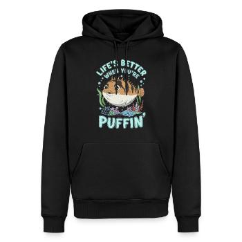 Kugelfisch-meereslebewesen-enthusiasten Quirky - Männer Premium Bio Hoodie - Schwarz - Vorne - Nico (187cm)