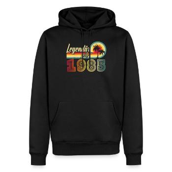 Légendaire depuis 1985 Texte allemand vintage - Sweat à capuche Premium bio Homme - noir - Devant - Nico (187cm)