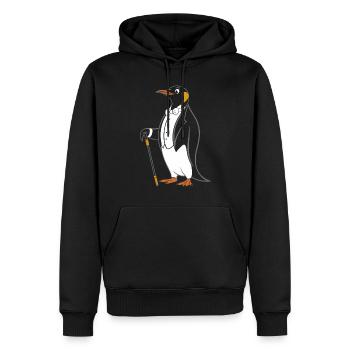 Eleganter Pinguin im Frack mit Gehstock - Männer Premium Bio Hoodie - Schwarz - Vorne - Nico (187cm)