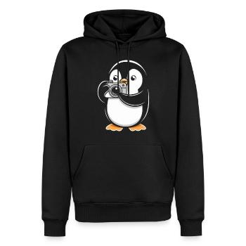 Pingouin avec appareil photo Photographe Hobby Photographie - Sweat à capuche Premium bio Homme - noir - Devant - Nico (187cm)