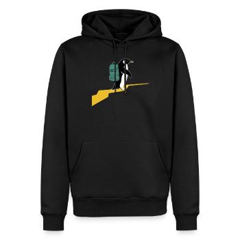 Penguin Hiker With Backpack Hiking Hiker - Men’s Premium Organic Hoodie - black - Front - Nico (187cm)