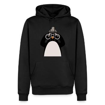 Pingouin avec jumelles et motif de casquette - Sweat à capuche Premium bio Homme - noir - Devant - Nico (187cm)