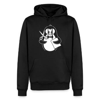 Pinguin Mit Schere Bastelhobby - Männer Premium Bio Hoodie - Schwarz - Vorne - Nico (187cm)