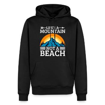 Wandern und Klettern in den Bergen - Männer Premium Bio Hoodie - Schwarz - Vorne - Nico (187cm)