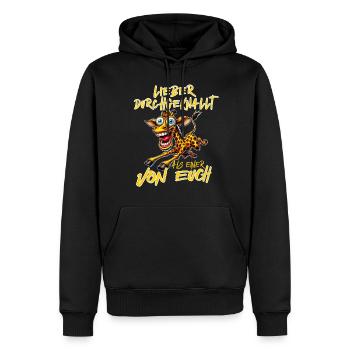 Verrückte Giraffe Lieber durchgeknallt als einer v - Männer Premium Bio Hoodie - Schwarz - Vorne - Nico (187cm)