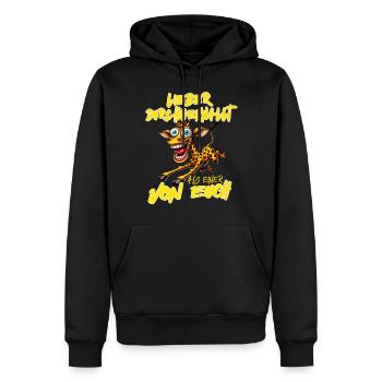 Giraffe Lieber durchgeknallt als einer von euch - Männer Premium Bio Hoodie - Schwarz - Vorne - Nico (187cm)