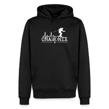 Station de ski de Chamonix Alpes françaises Ski Souvenir - Sweat à capuche Premium bio Homme - noir - Devant - Nico (187cm)