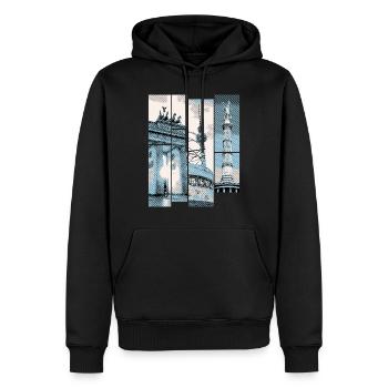 Berlin Skyline City Germany Collage Vintage - Men’s Premium Organic Hoodie - black - Front - Nico (187cm)