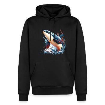 Orque Épaulard - Sweat à capuche Premium bio Homme - noir - Devant - Nico (187cm)