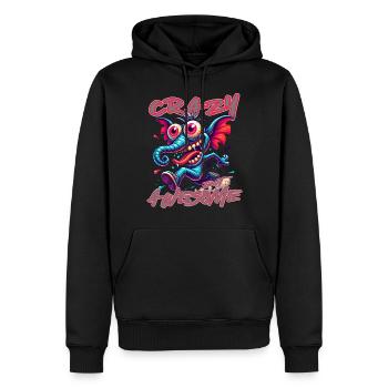 Crazy but Awesome - Style bande dessinée éléphant - Sweat à capuche Premium bio Homme - noir - Devant - Nico (187cm)