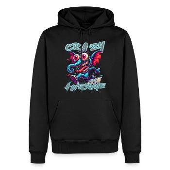 Style de bande dessinée d’éléphant fou mais génial - Sweat à capuche Premium bio Homme - noir - Devant - Nico (187cm)
