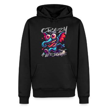 Style de bande dessinée d’éléphant fou mais génial - Sweat à capuche Premium bio Homme - noir - Devant - Nico (187cm)
